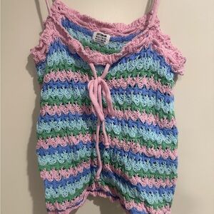 Cotton On Pink, Blue, and Green Striped Tank Top